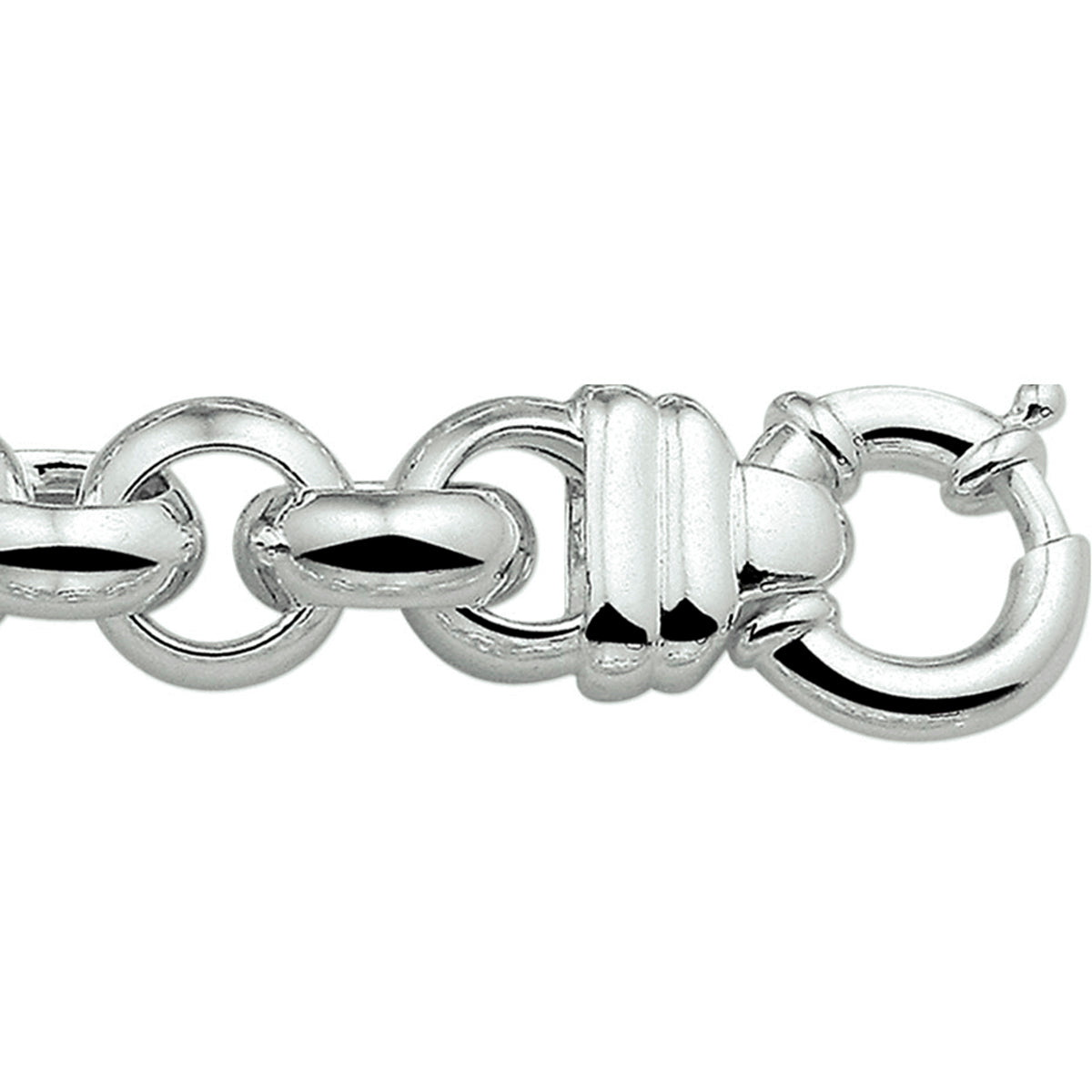 Armband jasseron 14 mm met groot springslot zilver wit