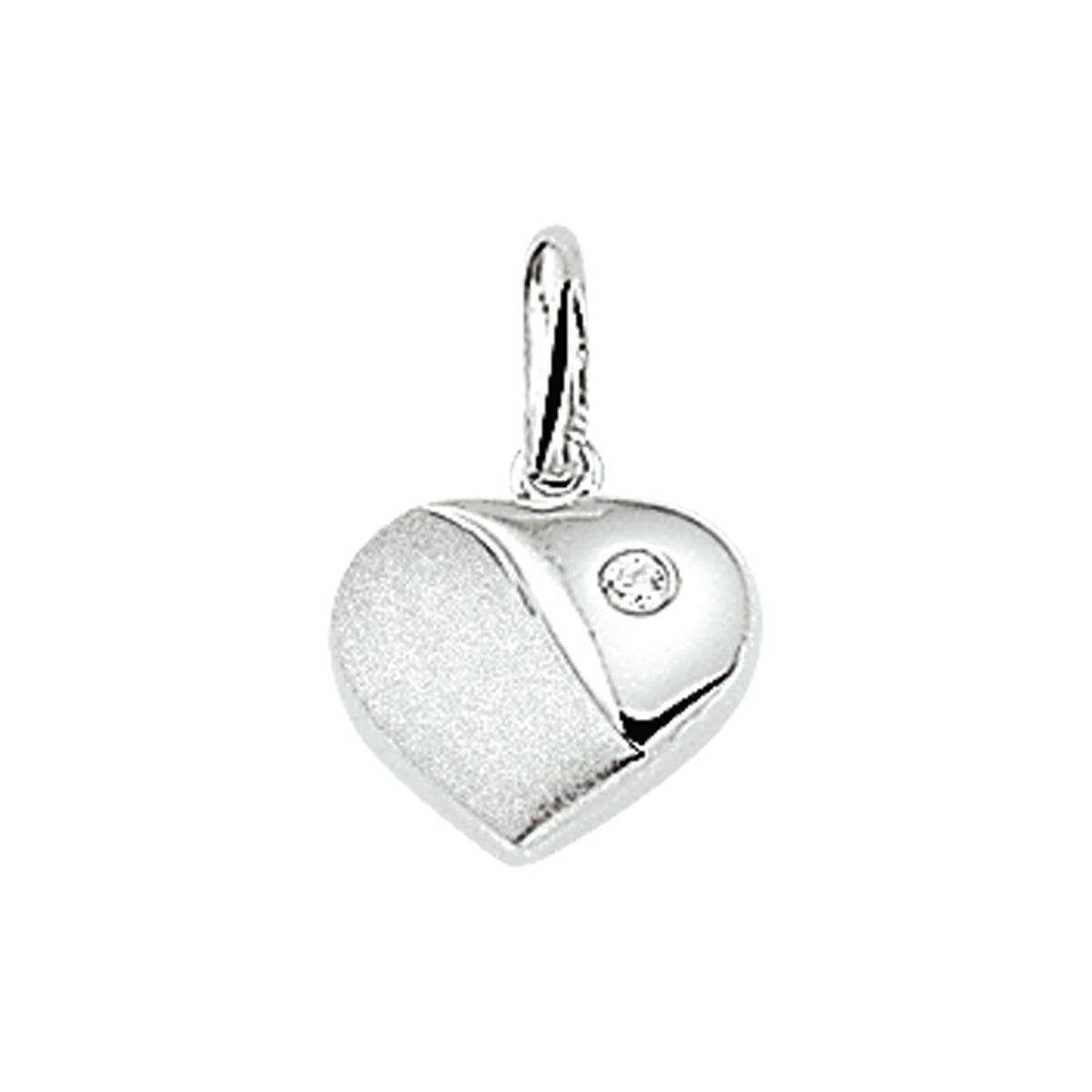 Hanger hart zirkonia poli/mat zilver wit