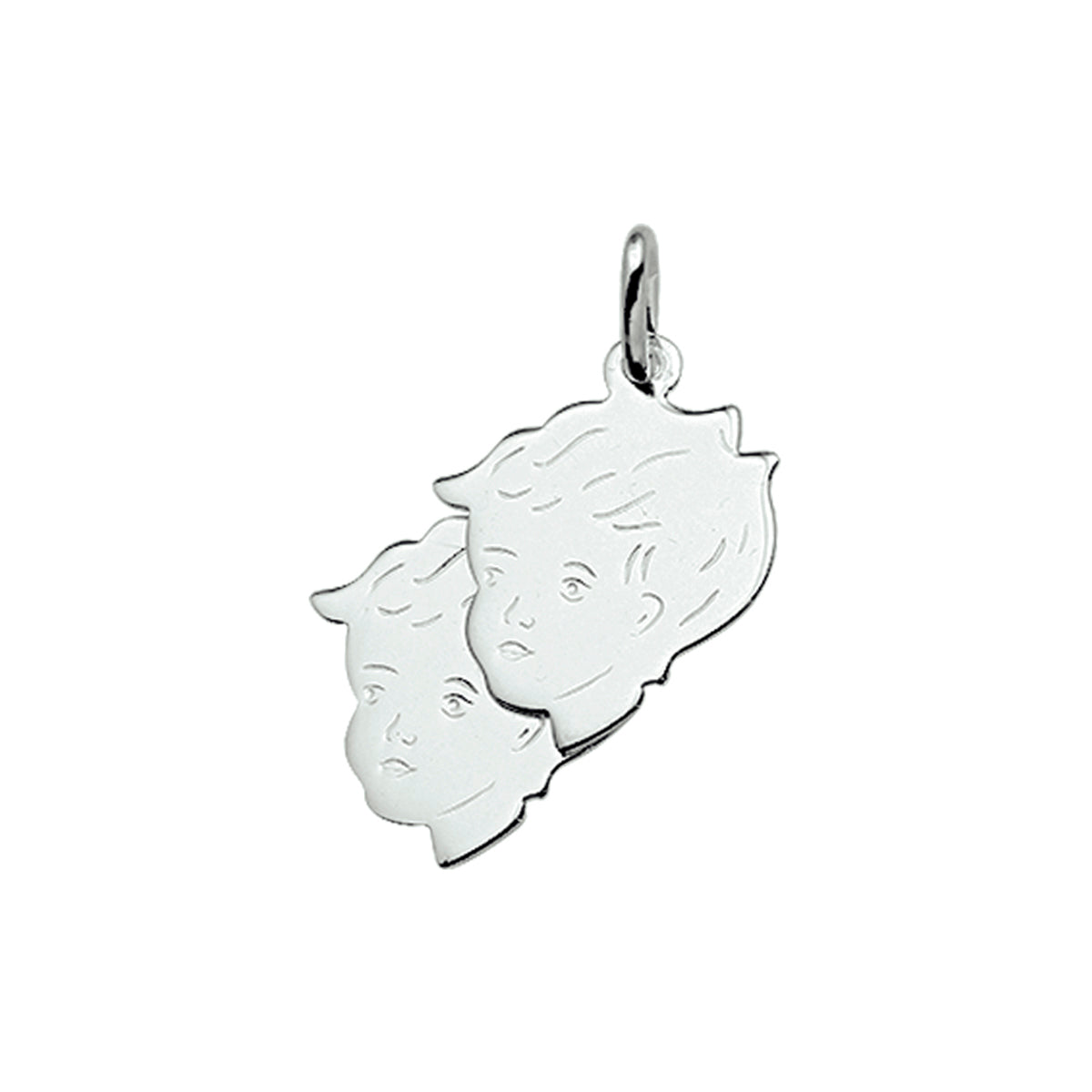 Hanger kinderhoofdjes 21 x 17,5 mm zilver wit