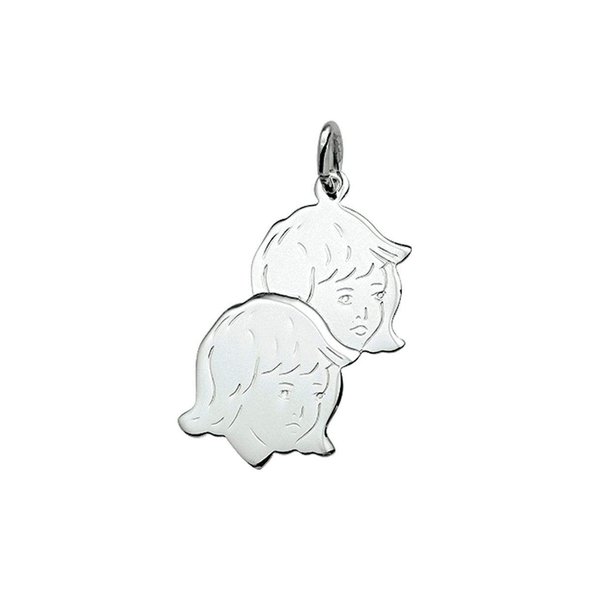 Hanger kinderhoofdjes 25 x 18,5 mm zilver wit