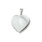 Medaillon hart poli/mat zilver wit