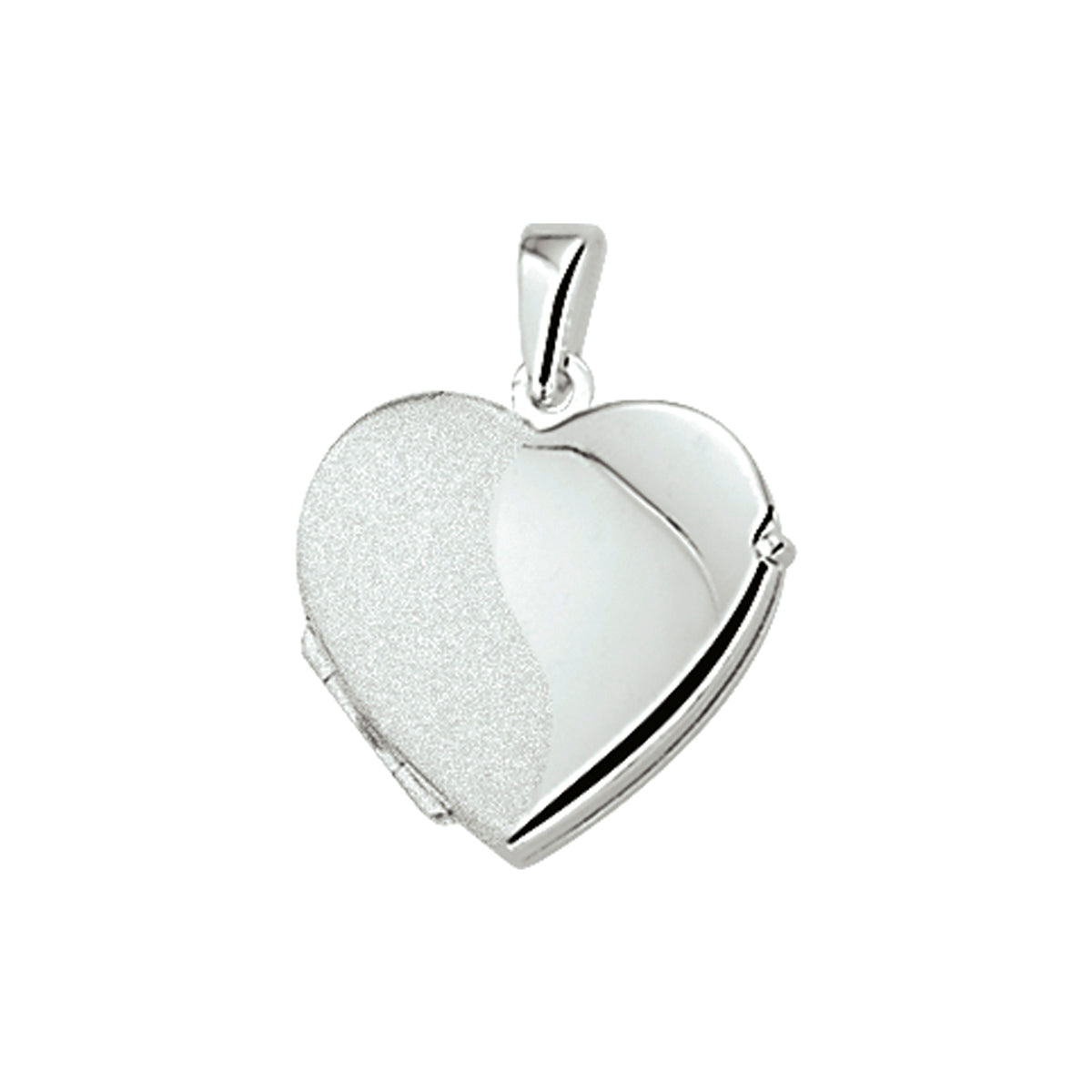 Medaillon hart poli/mat zilver wit