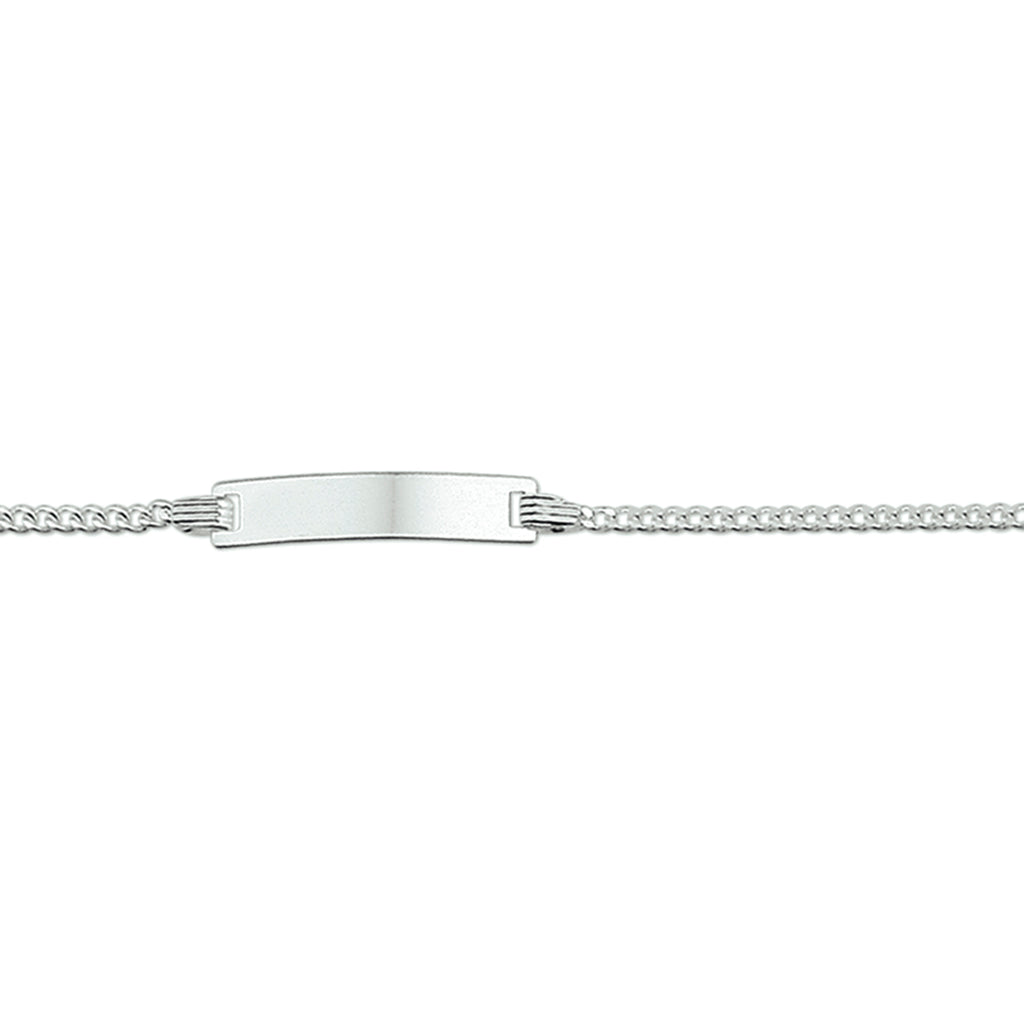 Graveerarmband gourmette plaat 4,2 mm zilver wit