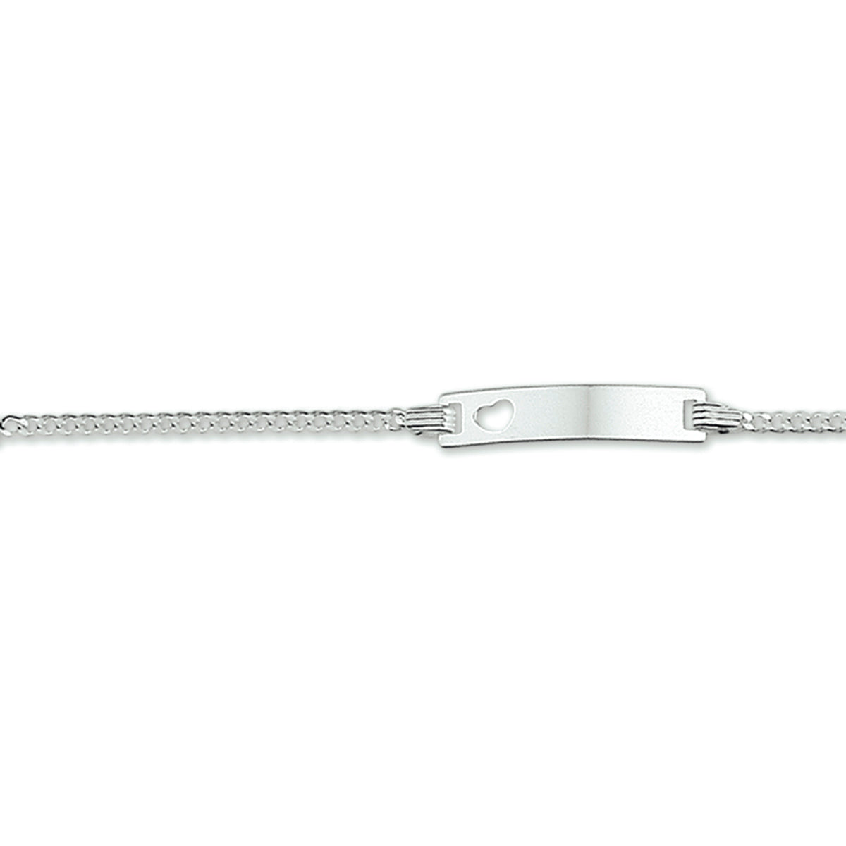 Graveerarmband hart gourmette plaat 4,2 mm zilver wit