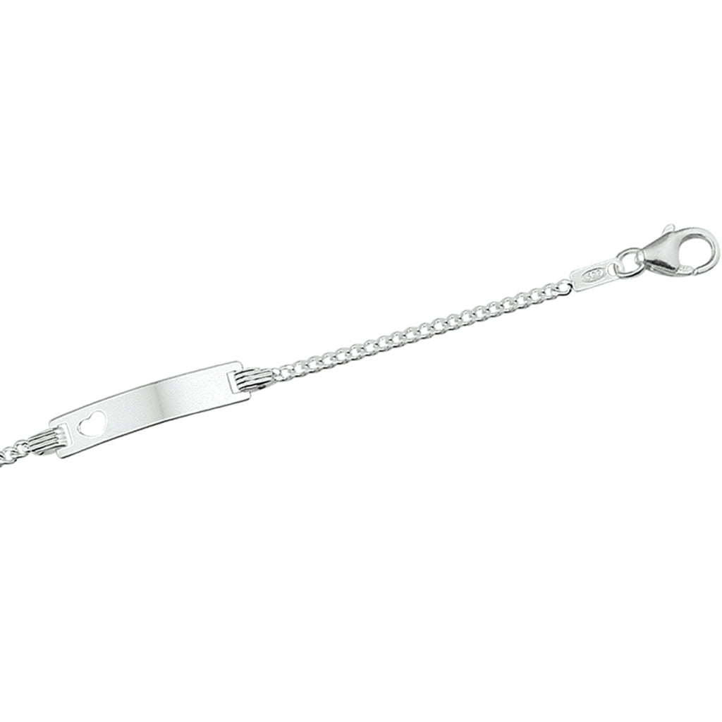 Graveerarmband hart gourmette plaat 4,2 mm zilver wit