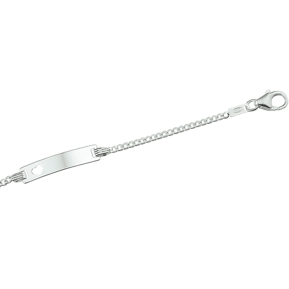Graveerarmband hart gourmette plaat 4,2 mm zilver wit