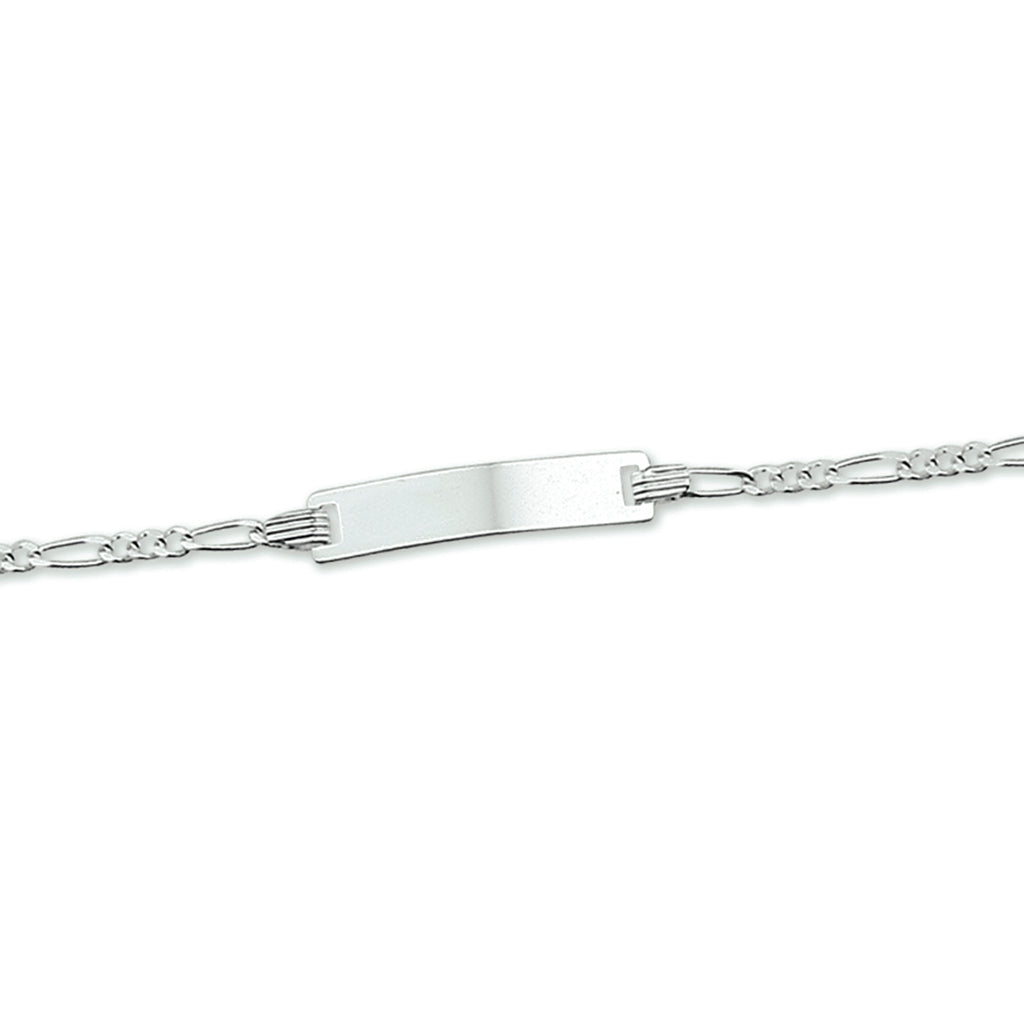 Graveerarmband figaro plaat 4,2 mm zilver wit