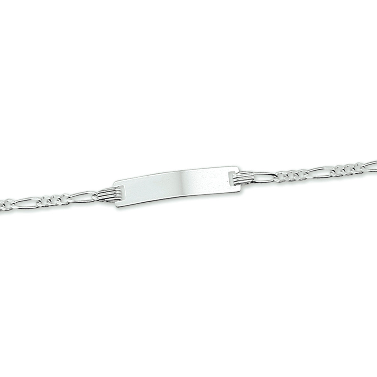 Graveerarmband figaro plaat 4,2 mm zilver wit