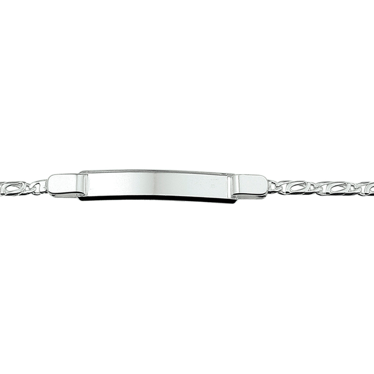 Graveerarmband valkenoog plaat 6 mm 18 cm zilver wit