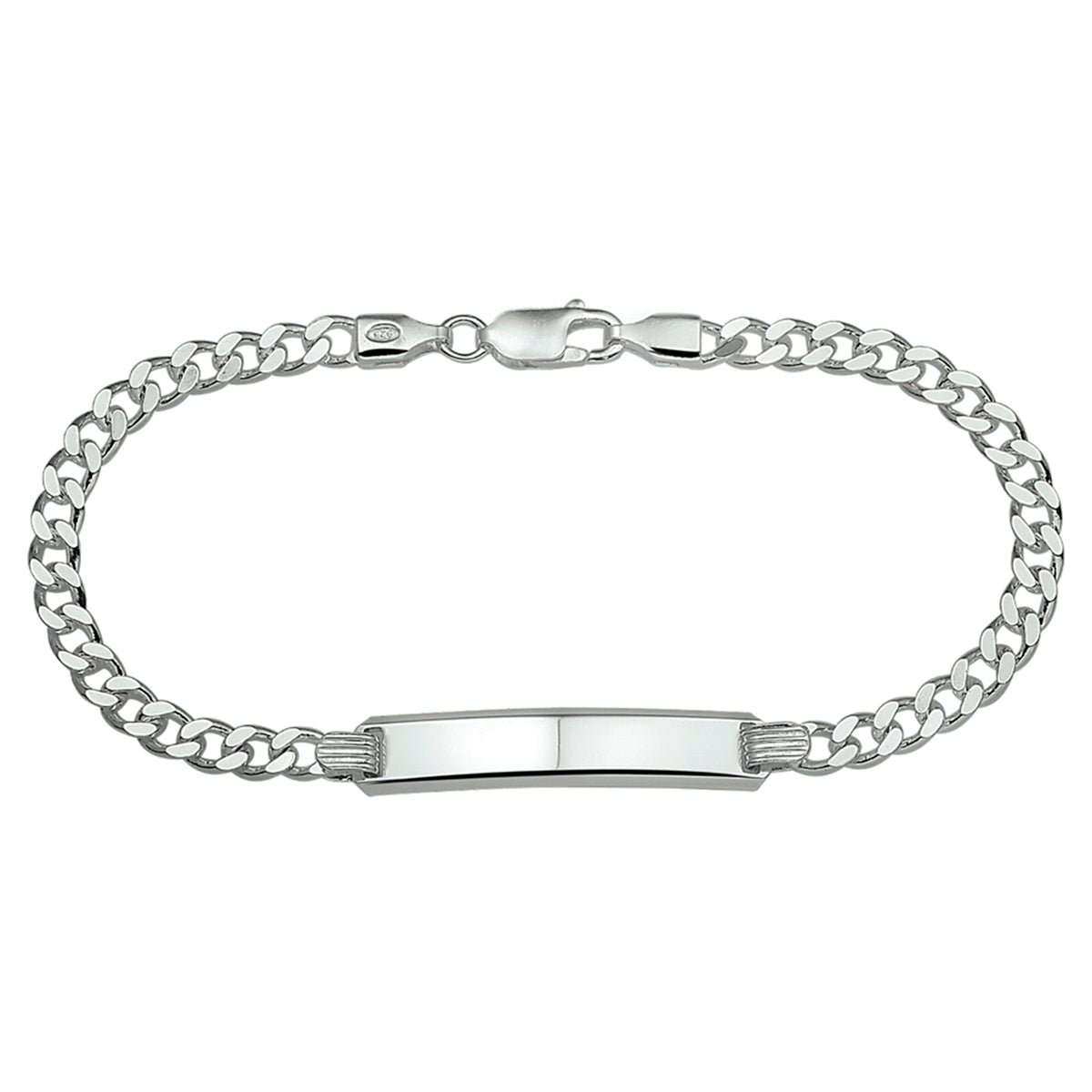 Graveerarmband gourmette 4-zijdes geslepen plaat 6 mm 19 cm zilver wit