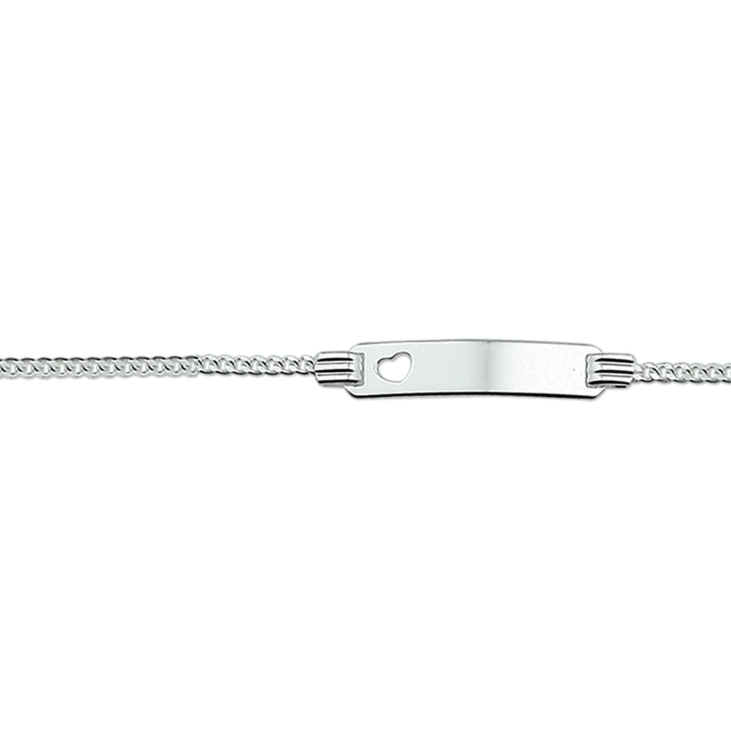 Graveerarmband hart gourmette plaat 4,2 mm zilver wit