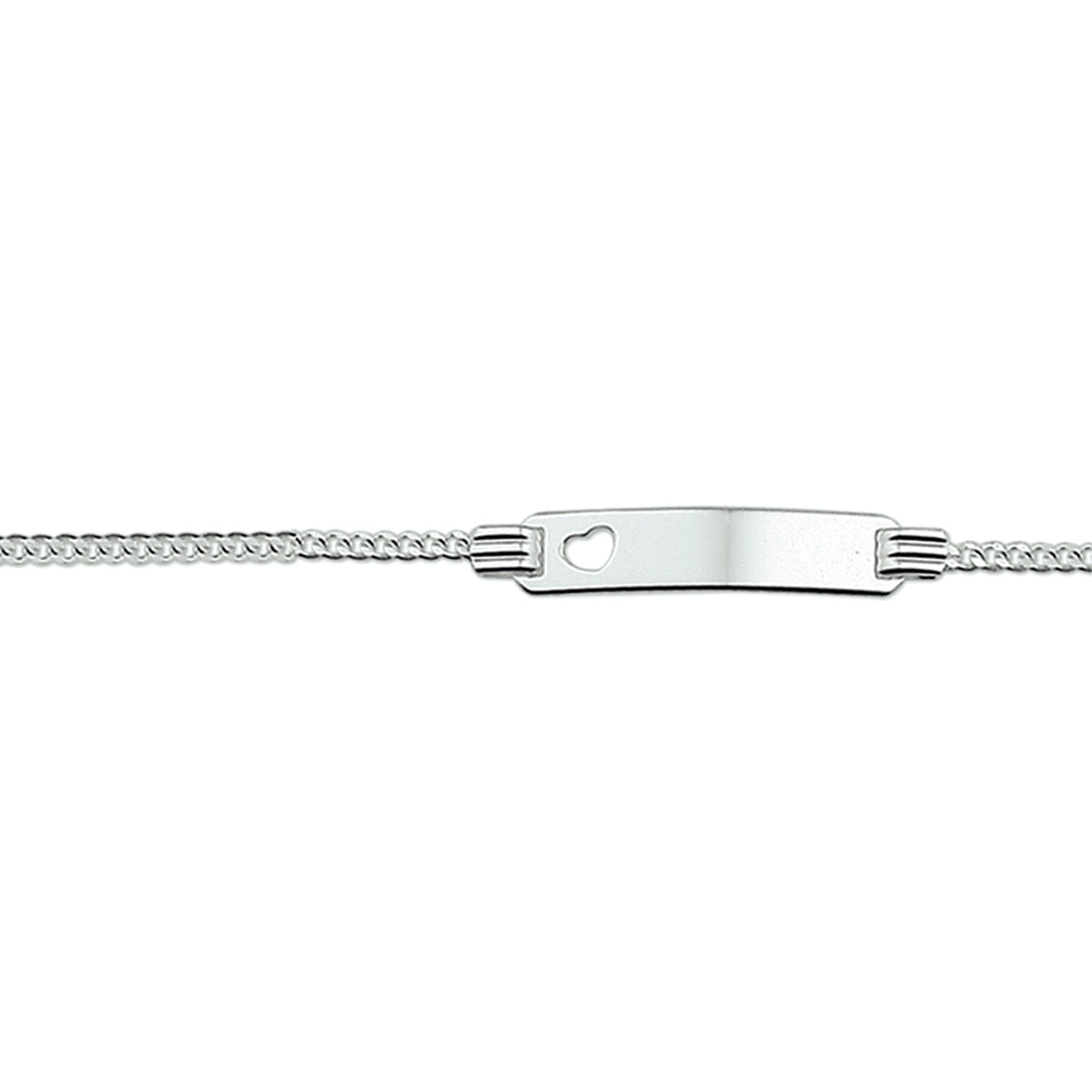 Graveerarmband hart gourmette plaat 4,2 mm zilver wit