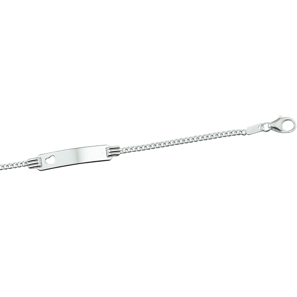 Graveerarmband hart gourmette plaat 4,2 mm zilver wit
