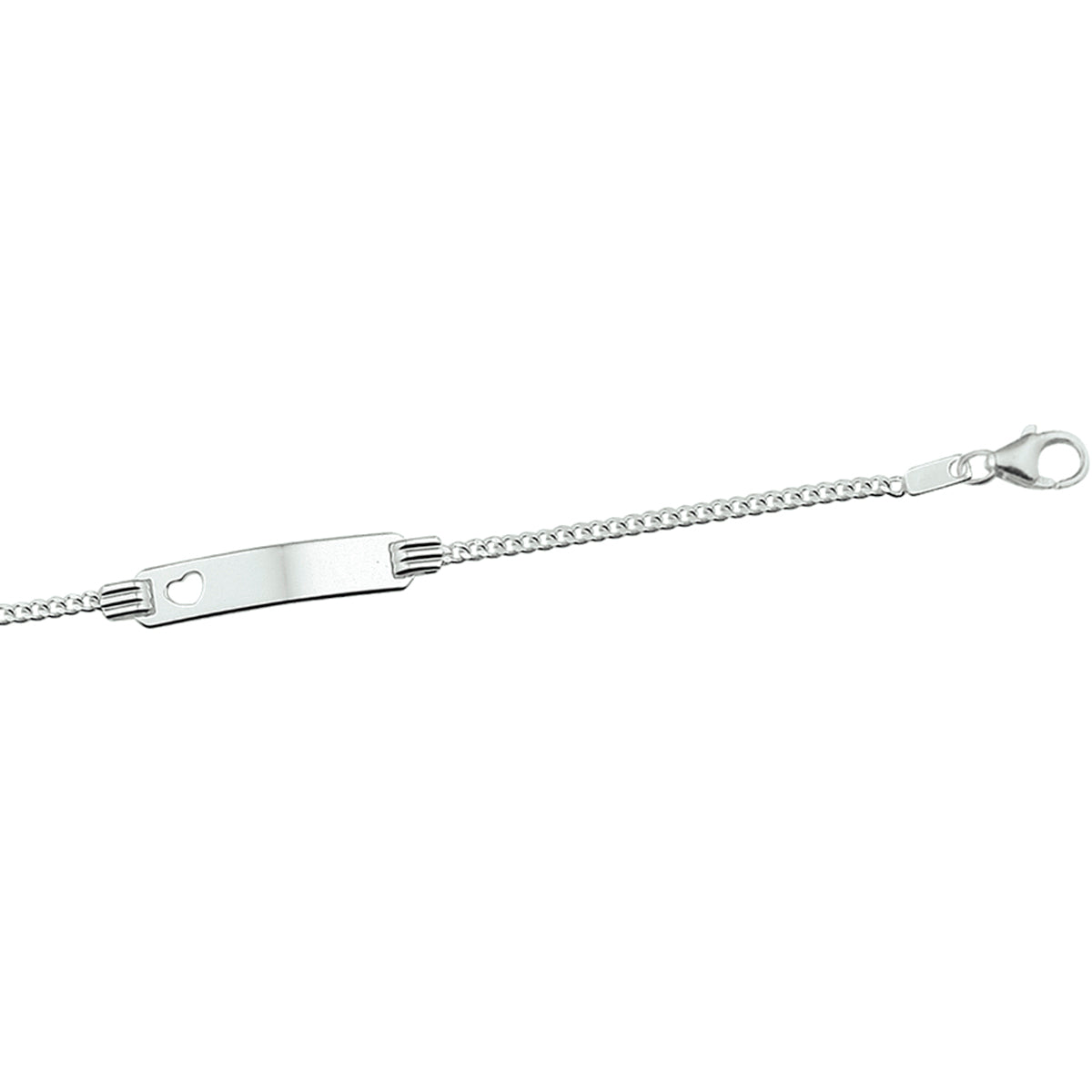 Graveerarmband hart gourmette plaat 4,2 mm zilver wit
