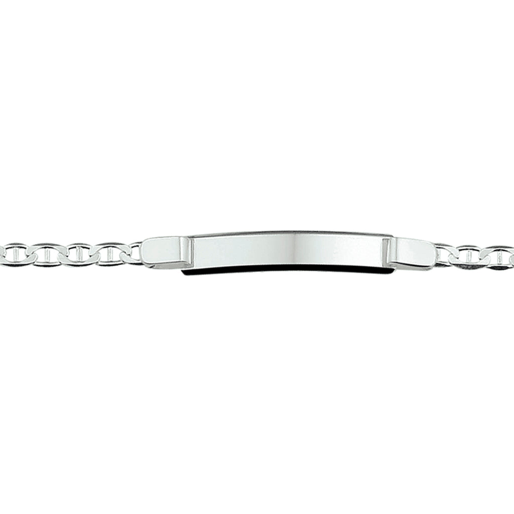 Graveerarmband anker plaat 6 mm 18 cm zilver wit