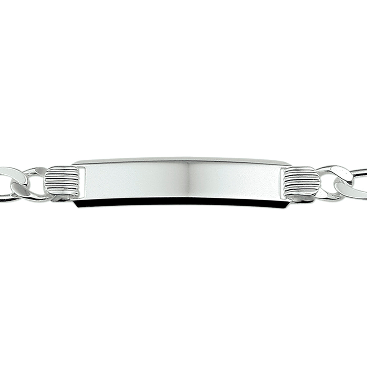 Graveerarmband figaro plaat 8 mm 20 cm zilver wit