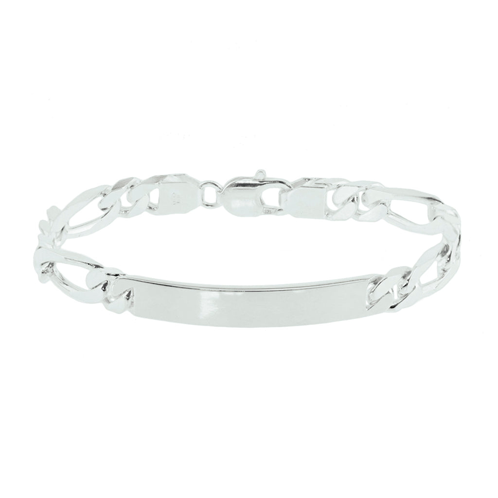 Graveerarmband figaro plaat 7,6 mm 20 cm zilver wit