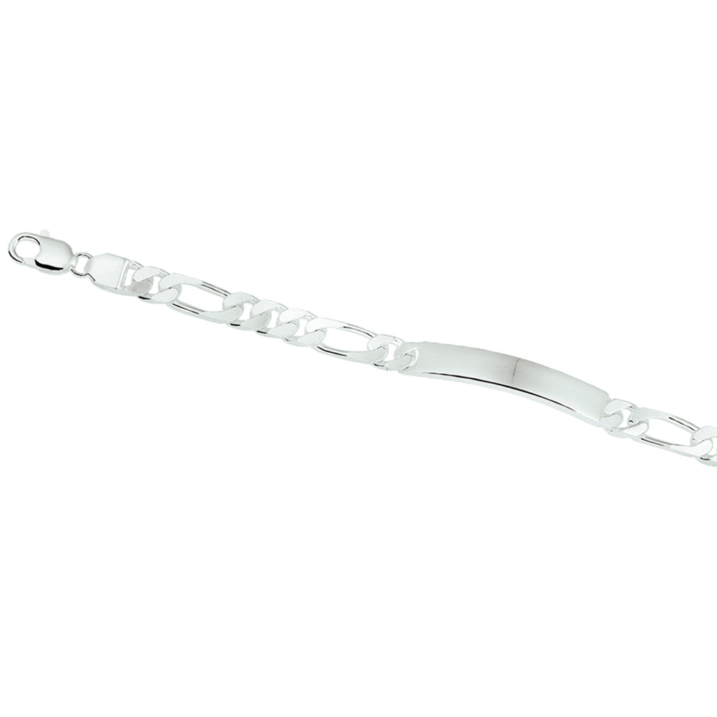 Graveerarmband figaro plaat 7,6 mm 20 cm zilver wit