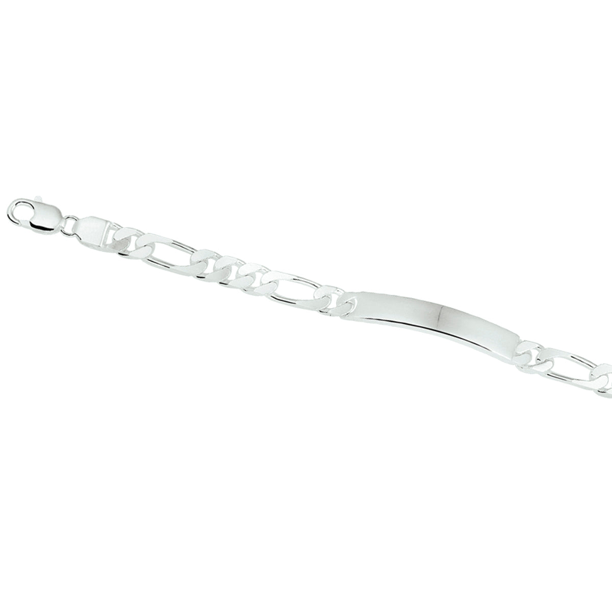 Graveerarmband figaro plaat 7,6 mm 20 cm zilver wit