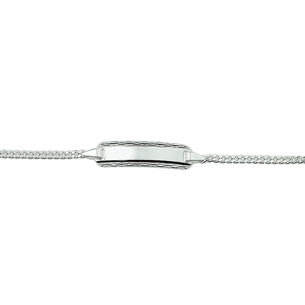 Graveerarmband gourmette 4-zijdes geslepen plaat 5,0 mm zilver wit