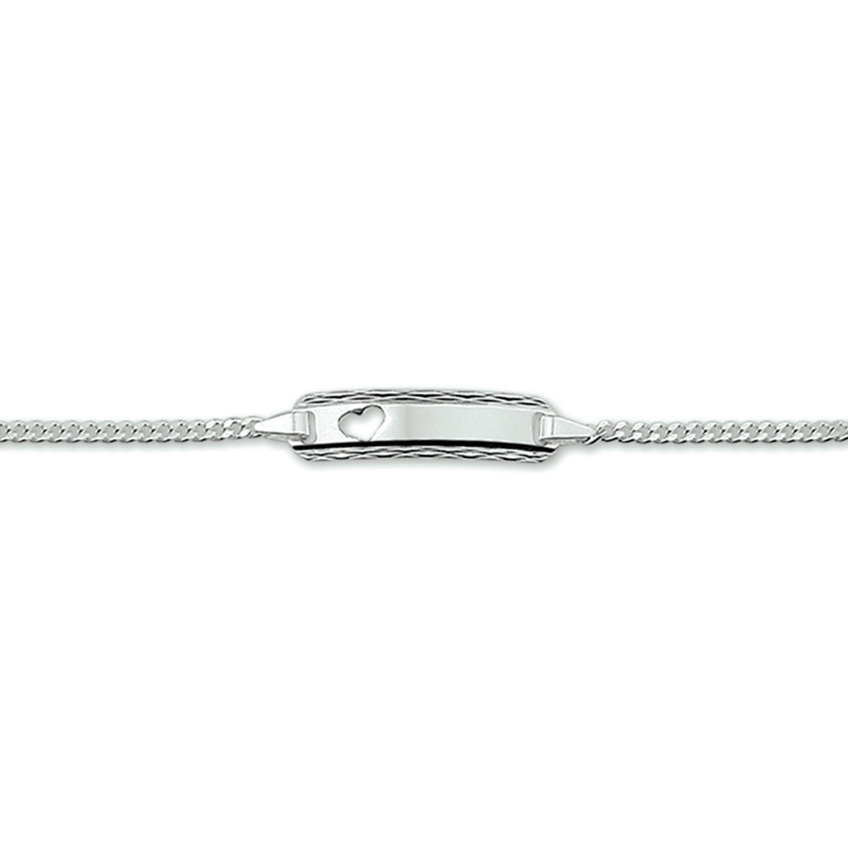 Graveerarmband hart plaat 5,0 mm zilver wit