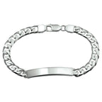 Graveerarmband gourmette 6-zijdes geslepen plaat 6,0 mm zilver wit