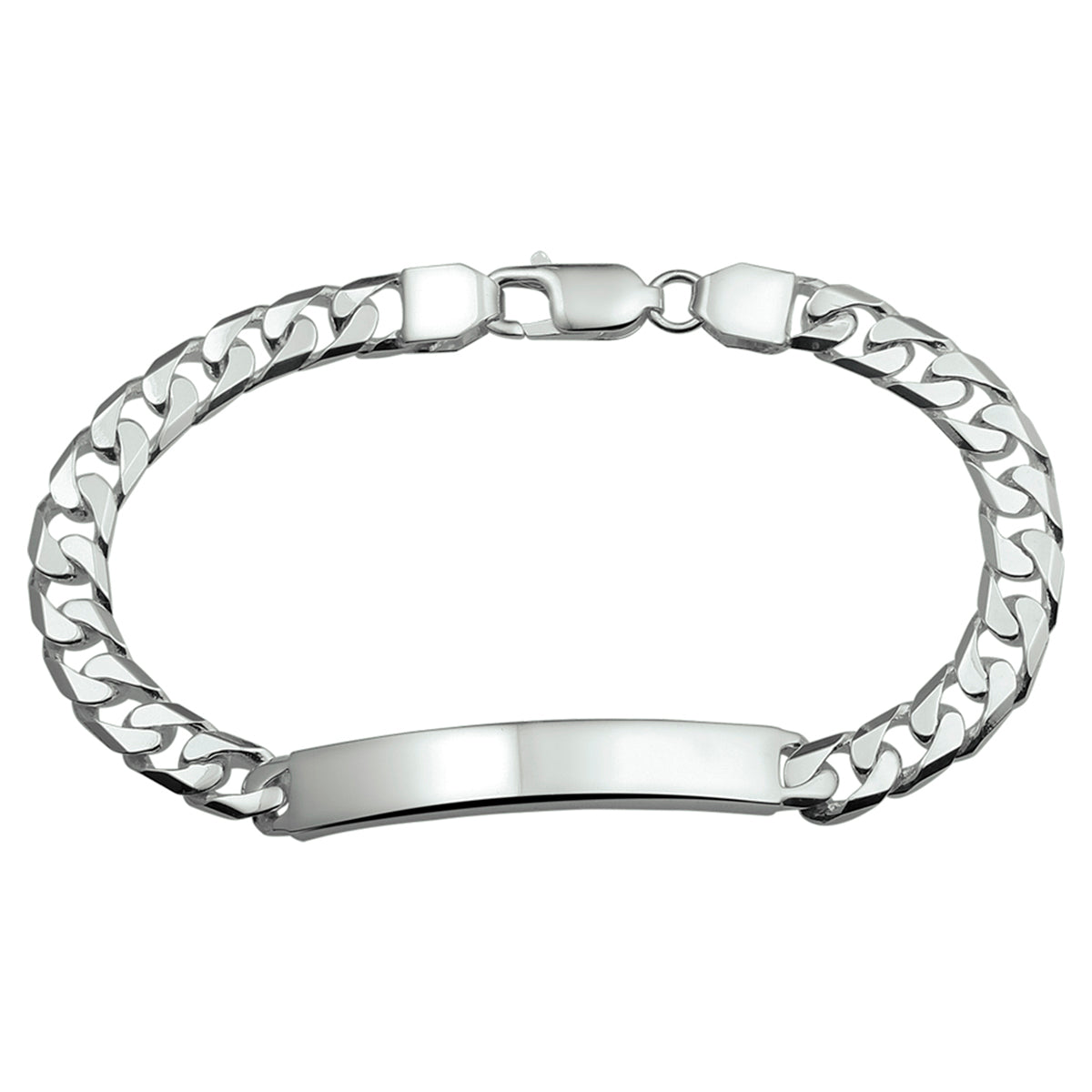 Graveerarmband gourmette 6-zijdes geslepen plaat 6,0 mm zilver wit