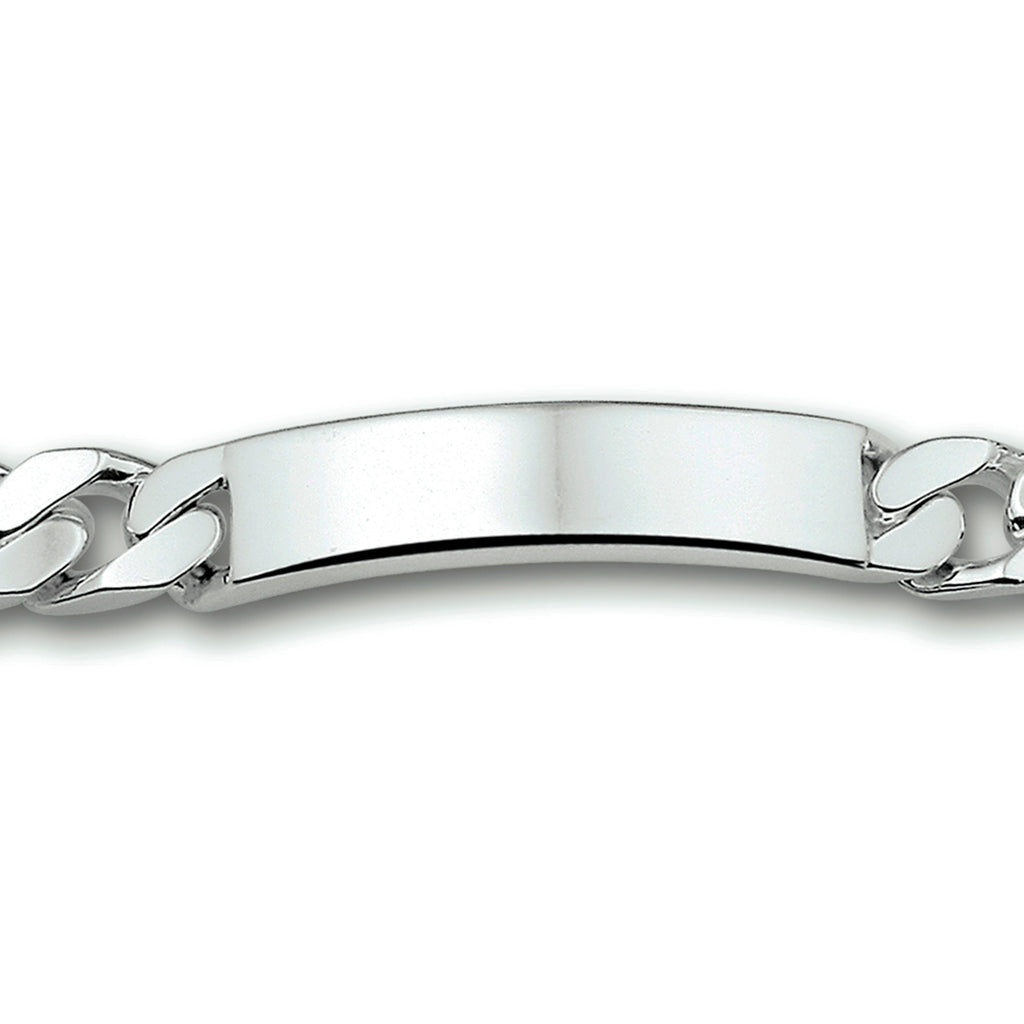 Graveerarmband gourmette plaat 10 mm 21 cm zilver wit