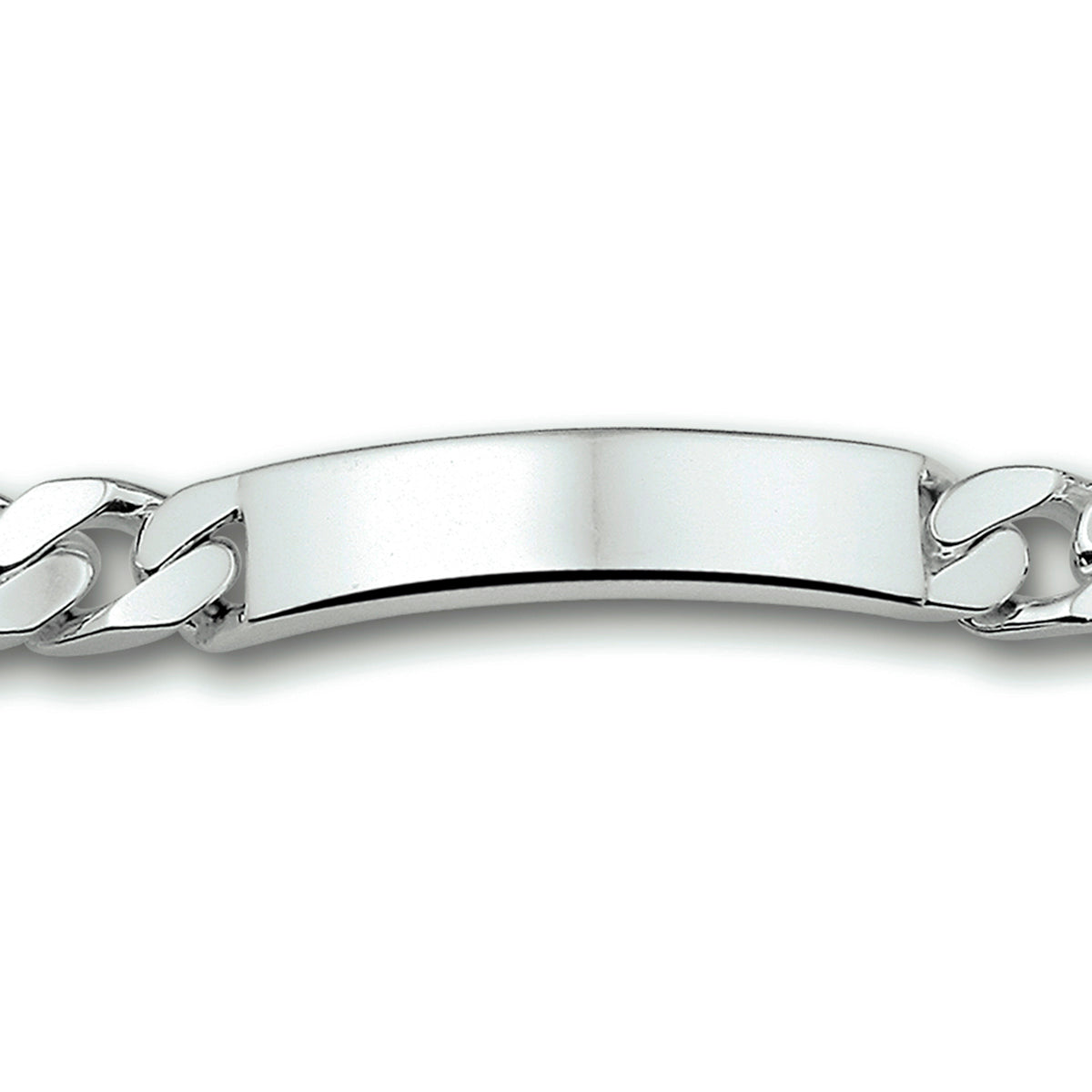 Graveerarmband gourmette plaat 10 mm 21 cm zilver wit