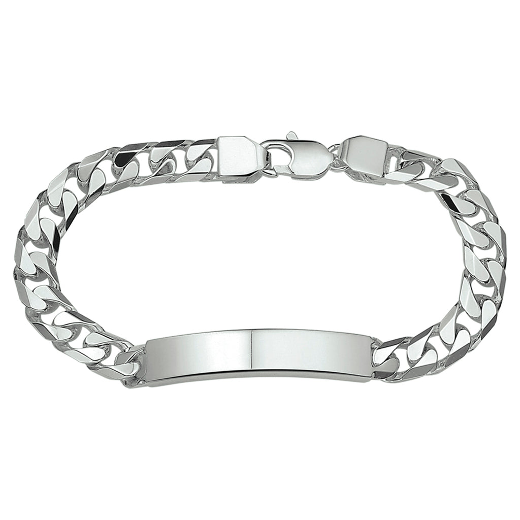 Graveerarmband gourmette 6-zijdes geslepen plaat 8 mm zilver wit