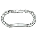 Graveerarmband gourmette 6-zijdes geslepen plaat 8 mm zilver wit
