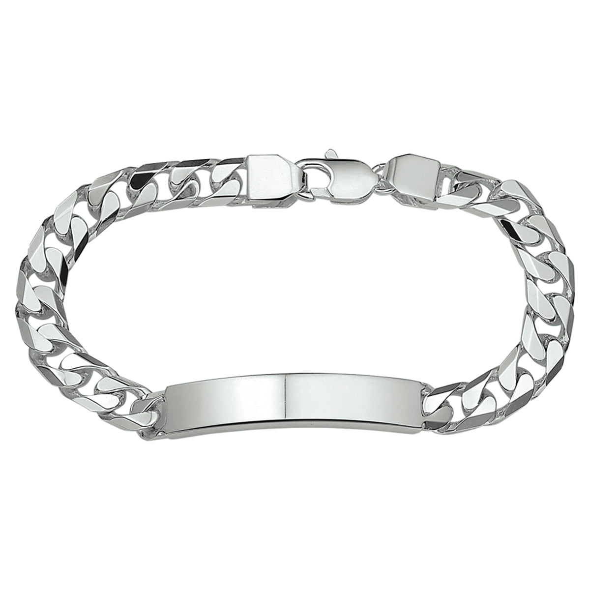 Graveerarmband gourmette 6-zijdes geslepen plaat 8 mm zilver wit