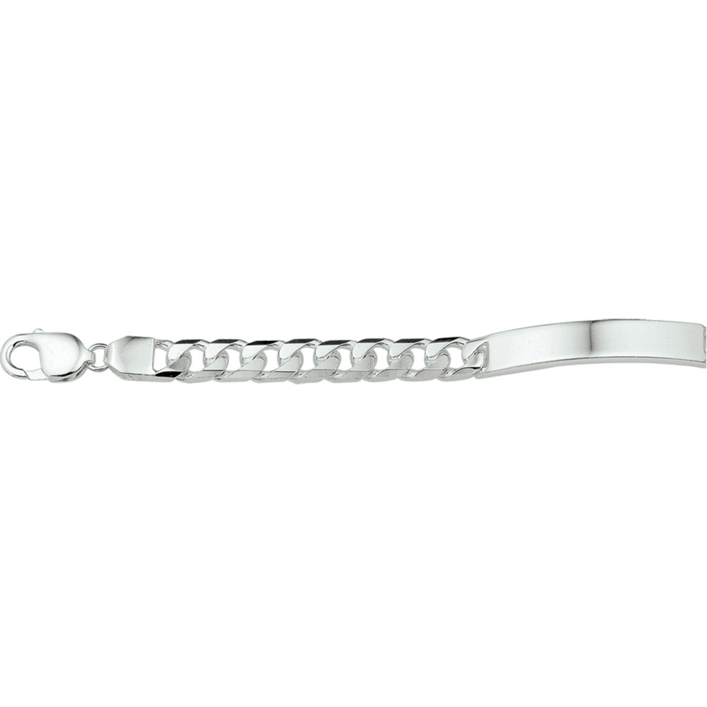 Graveerarmband gourmette 6-zijdes geslepen plaat 8 mm zilver wit