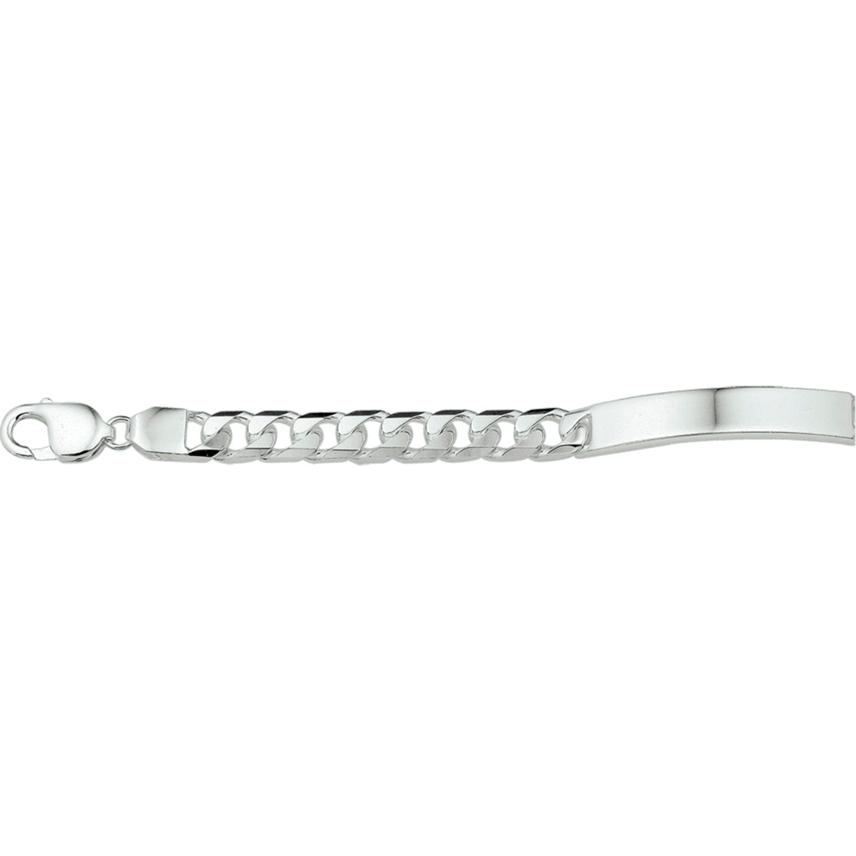 Graveerarmband gourmette 6-zijdes geslepen plaat 8 mm zilver wit