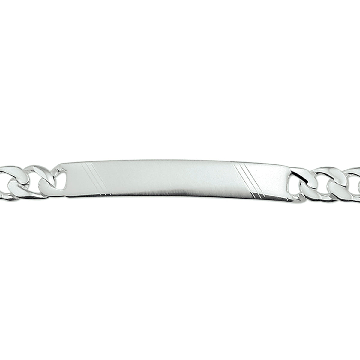 Graveerarmband gourmette plaat 8 mm 21 cm zilver wit