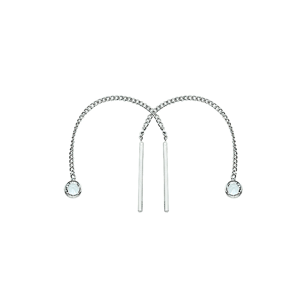 Doortrekoorbellen zirkonia zilver wit