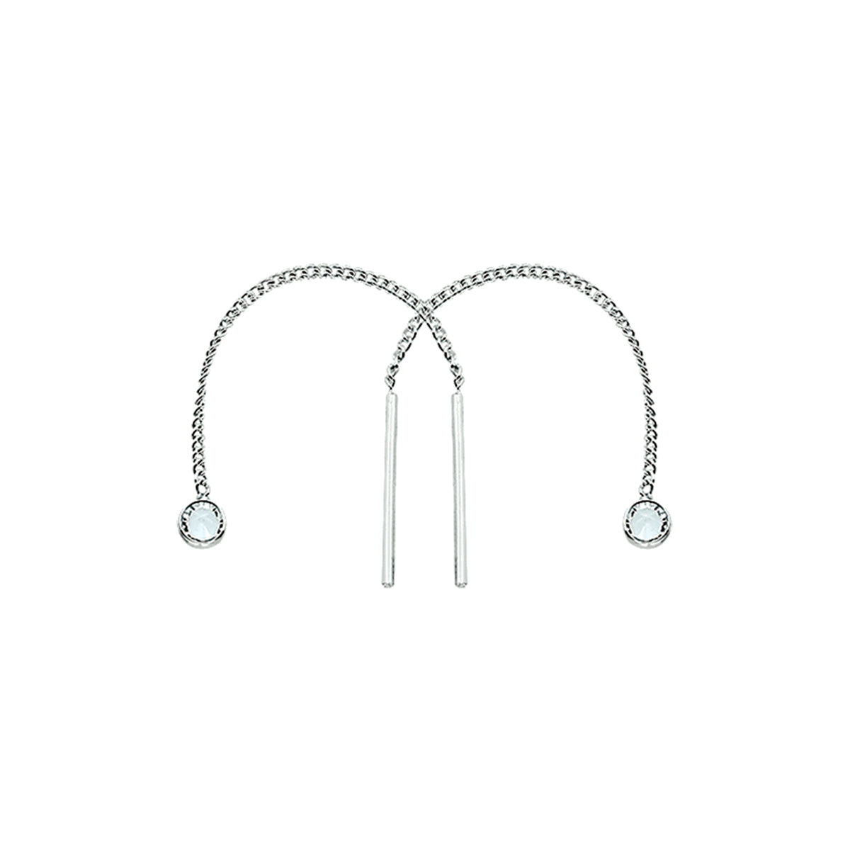 Doortrekoorbellen zirkonia zilver wit