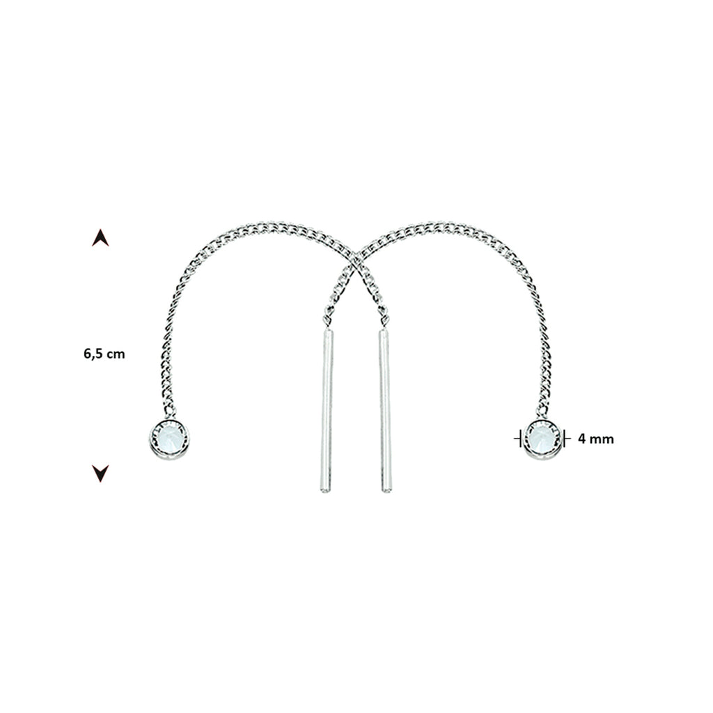 Doortrekoorbellen zirkonia zilver wit