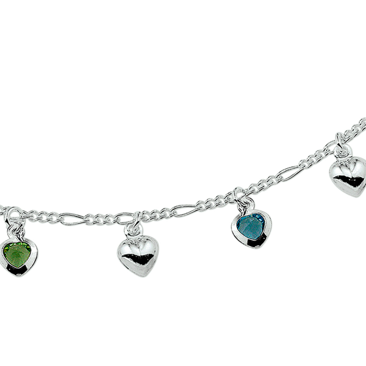 Collier hart meerdere kleuren zirkonia 38 cm zilver wit