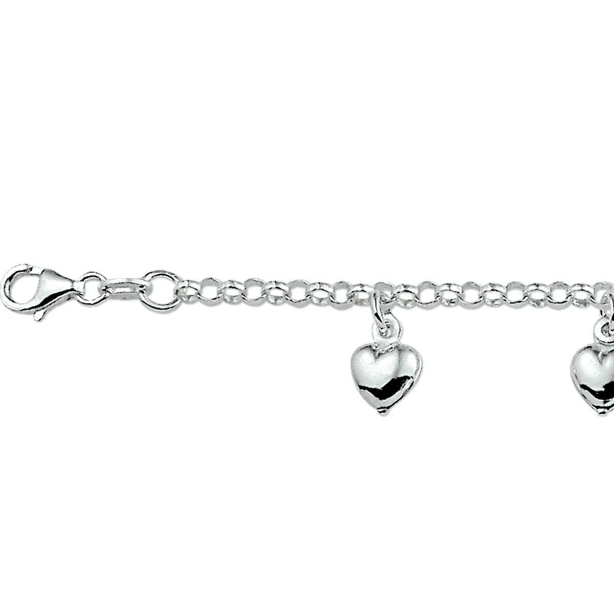 Armband hart 15 cm zilver wit