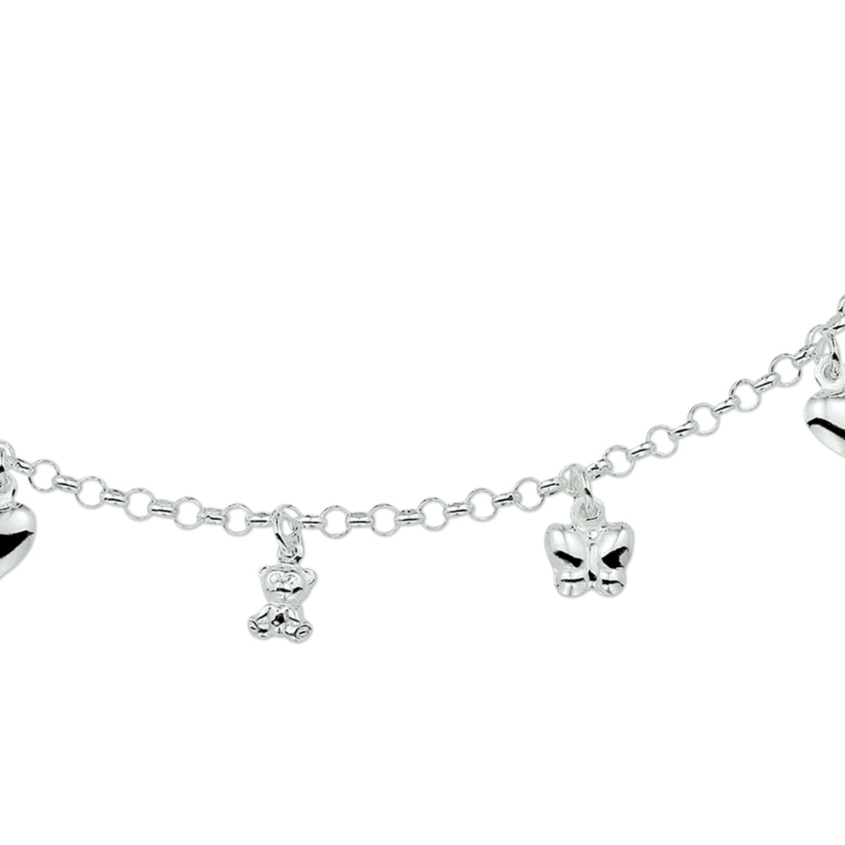 Collier diverse bedels 42 cm zilver wit