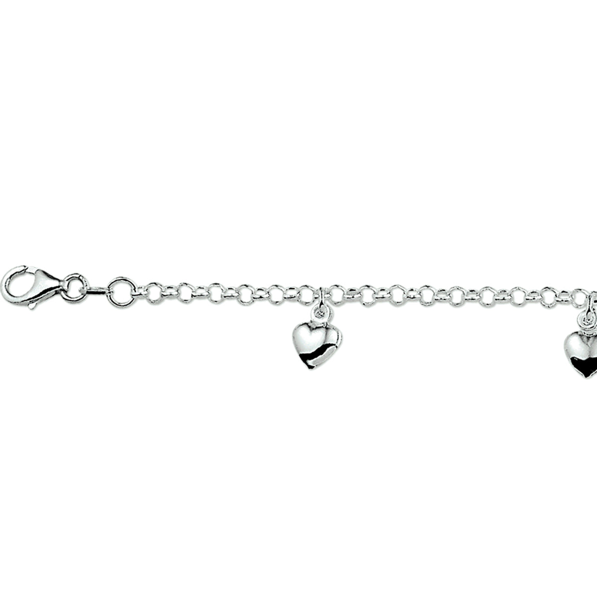 Armband hart 15 cm zilver wit
