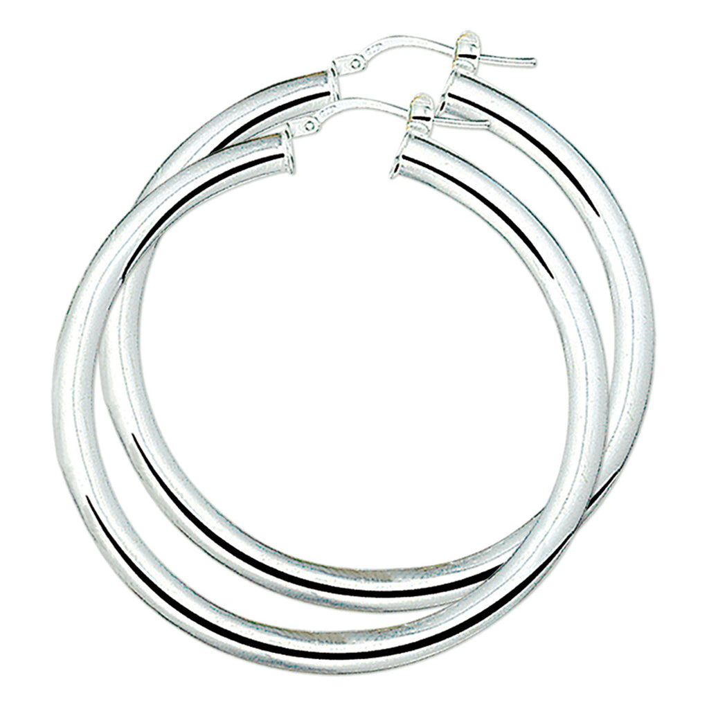 Oorringen 5,0 mm ronde buis zilver wit