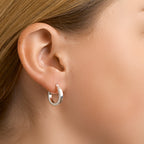 Oorringen 3,0 mm vierkante buis zilver wit