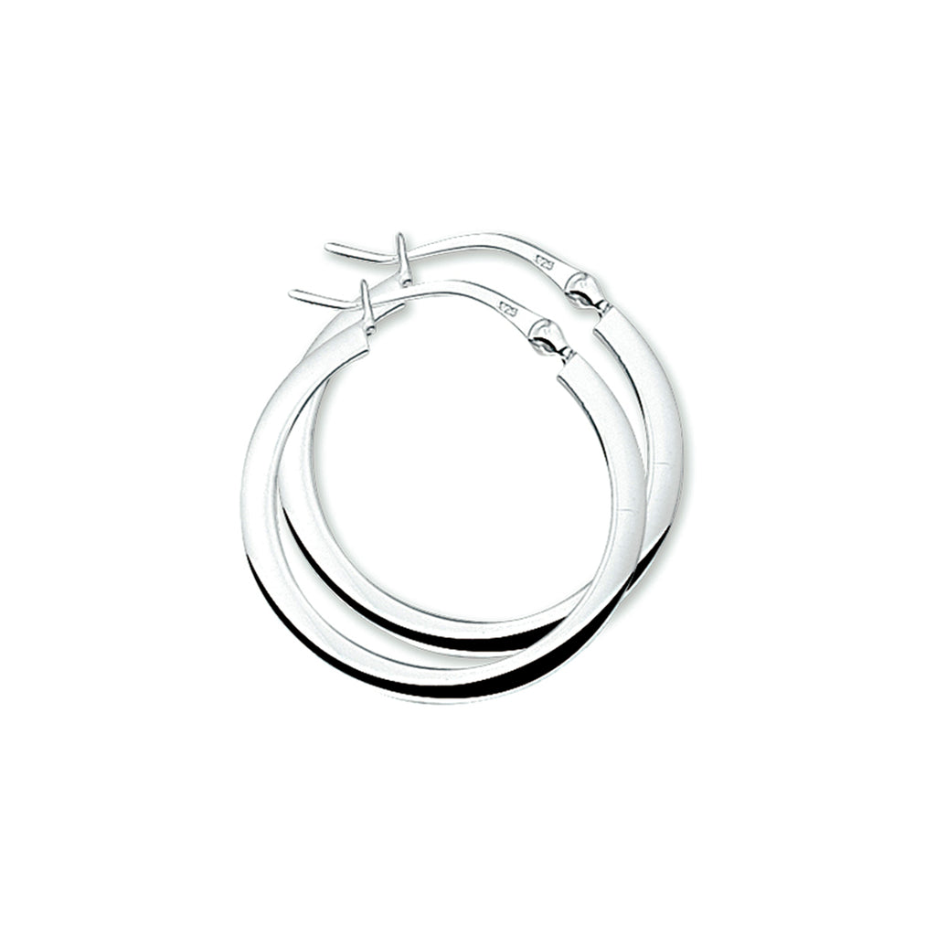 Oorringen 3,0 mm vierkante buis zilver wit