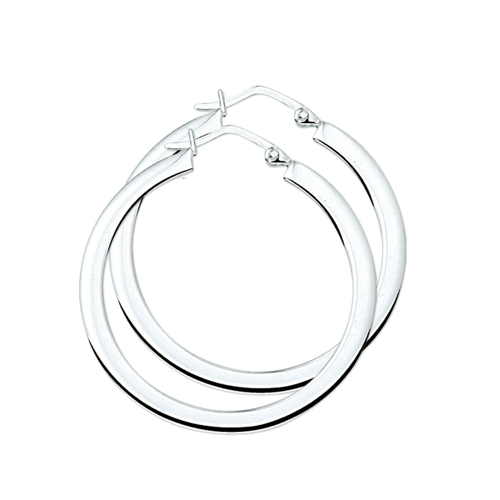 Oorringen 3,0 mm vierkante buis zilver wit