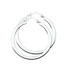 Oorringen 3,0 mm vierkante buis zilver wit