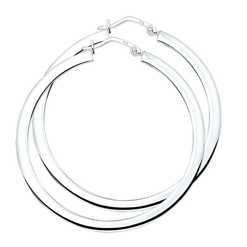 Oorringen 3,0 mm vierkante buis zilver wit