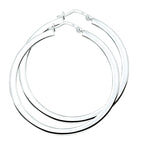 Oorringen 3,0 mm vierkante buis zilver wit