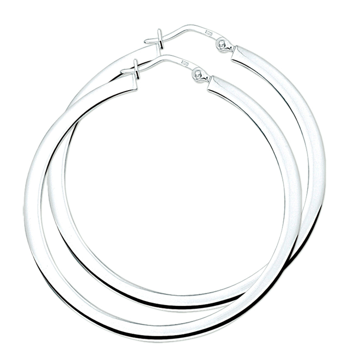 Oorringen 3,0 mm vierkante buis zilver wit